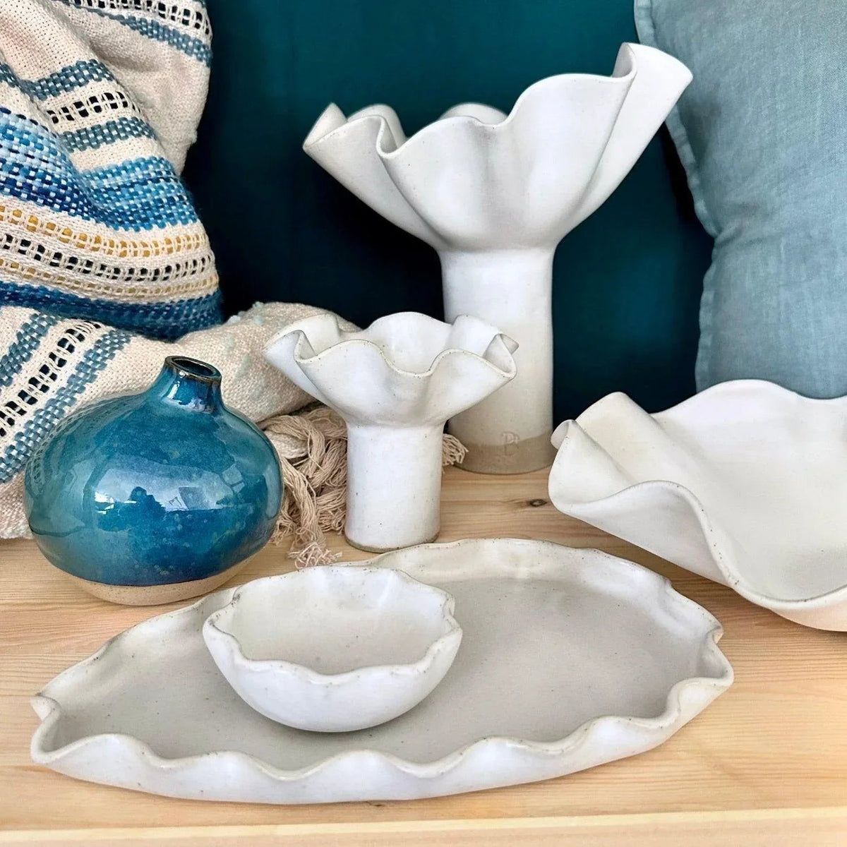 Handcrafted white stoneware dip bowl by Polly Barton Ceramics