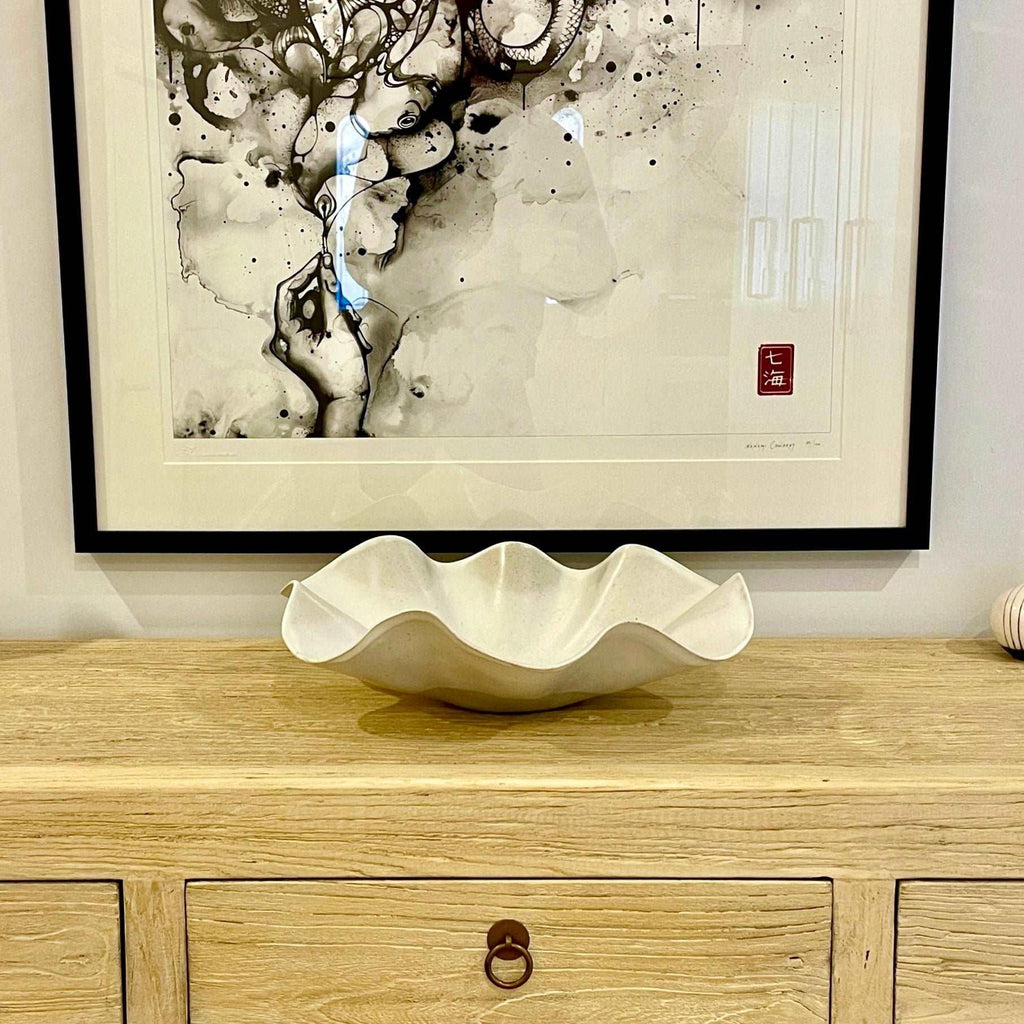 Top-down view of the large white wave bowl showing wave rim detail