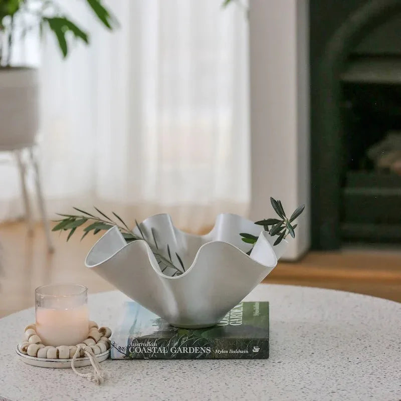 Customer photo of the large white high sided wave bowl in use